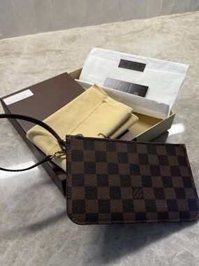 Louis Vuitton Brown Damier Ebene Wristlet Clutch